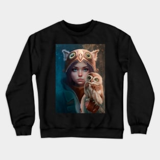 Adventure girl and owl Crewneck Sweatshirt